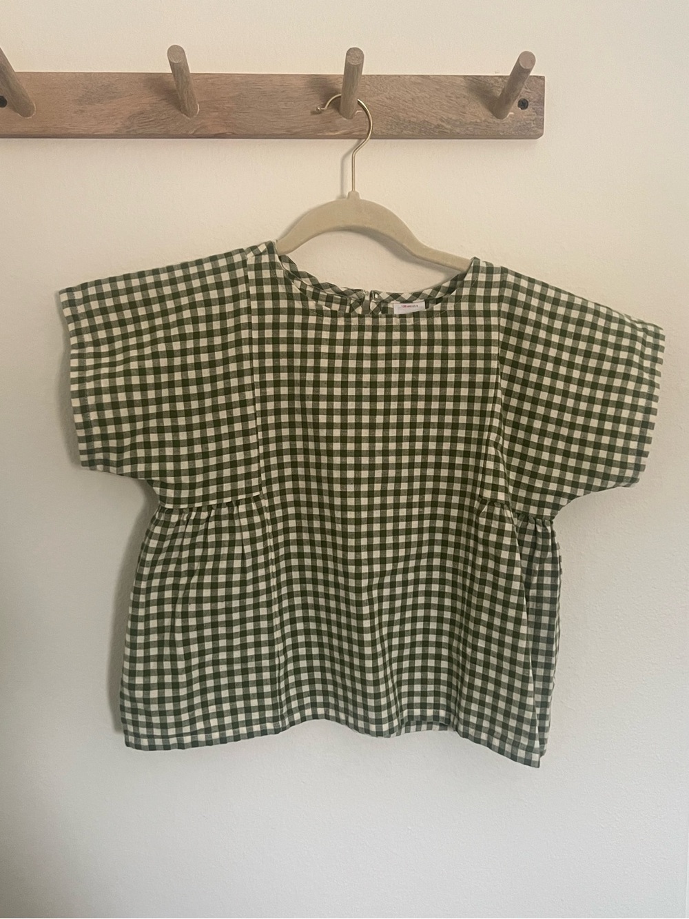 Hanna Andersson girls Green Gingham Short Sleeve Top